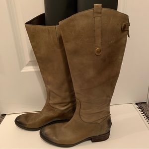Sam Edelman olive/taupe wide calf boots, size 8